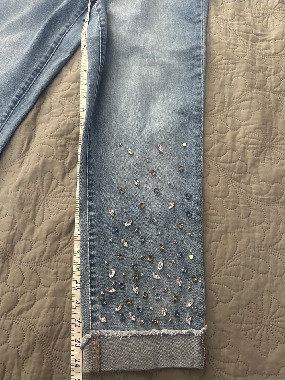 Chico's Light Blue Embellished Women's Jeans - Picture 9 of 10